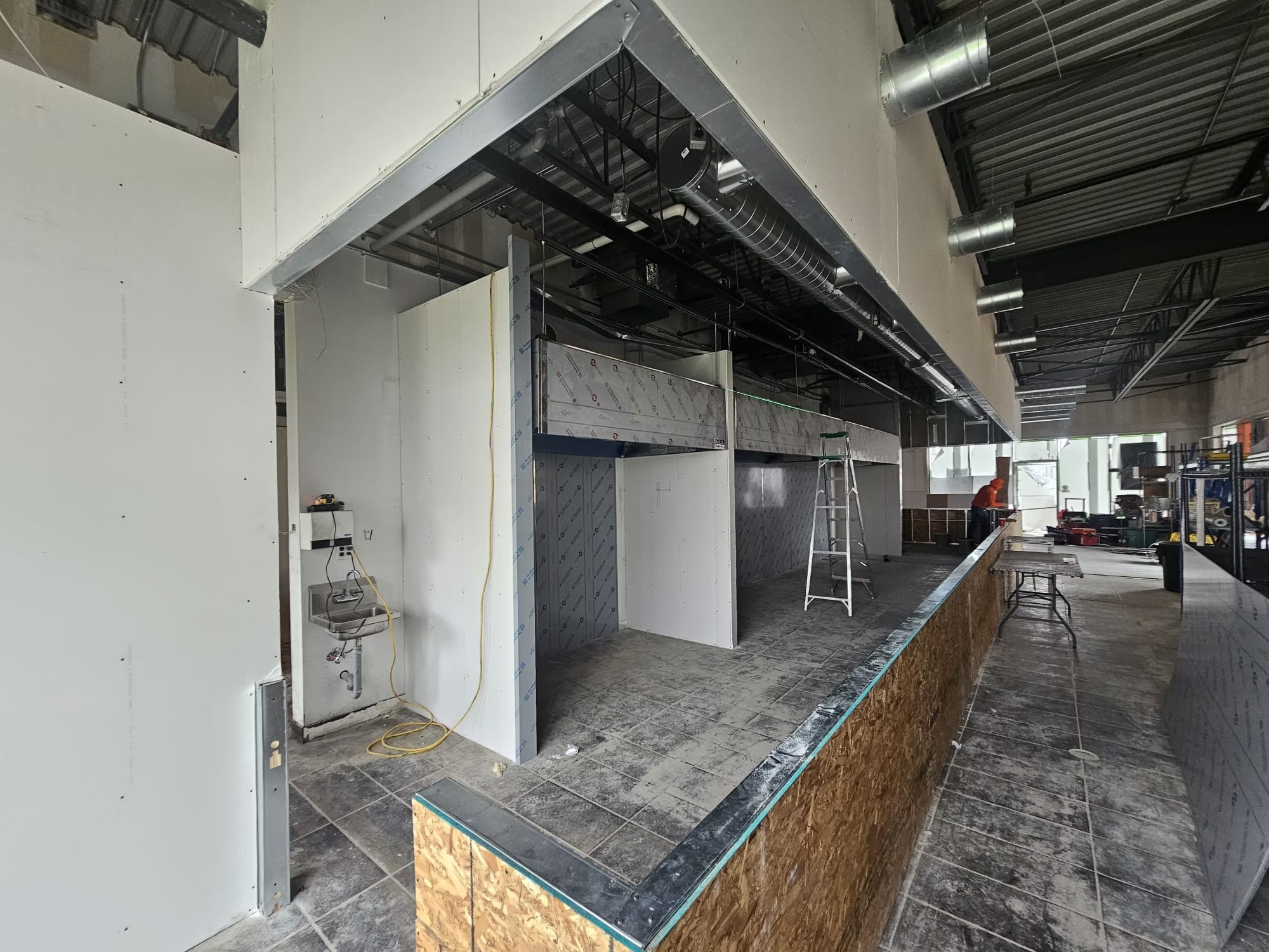 Abo Alabed / Baba Kanafa dual-concept restaurant build-out mid-construction, Mississauga