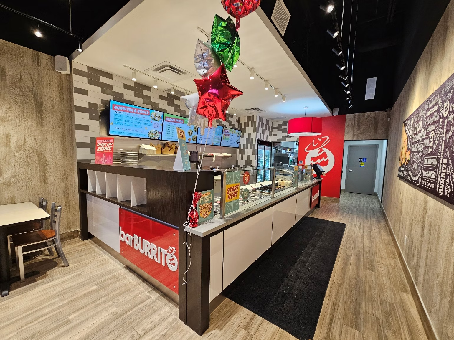 barBurrito Upper Tantallon completed storefront with branded counter and menu boards